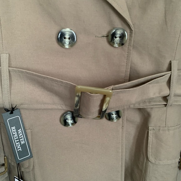 Votre Nom trench coat, quality, lined, belted, pockets, tan, double breasted, XL - Picture 5 of 15